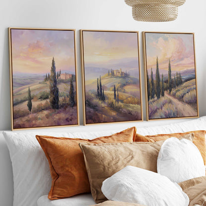 Tuscan Sunrise Splendor Set of 3 Print on Canvas