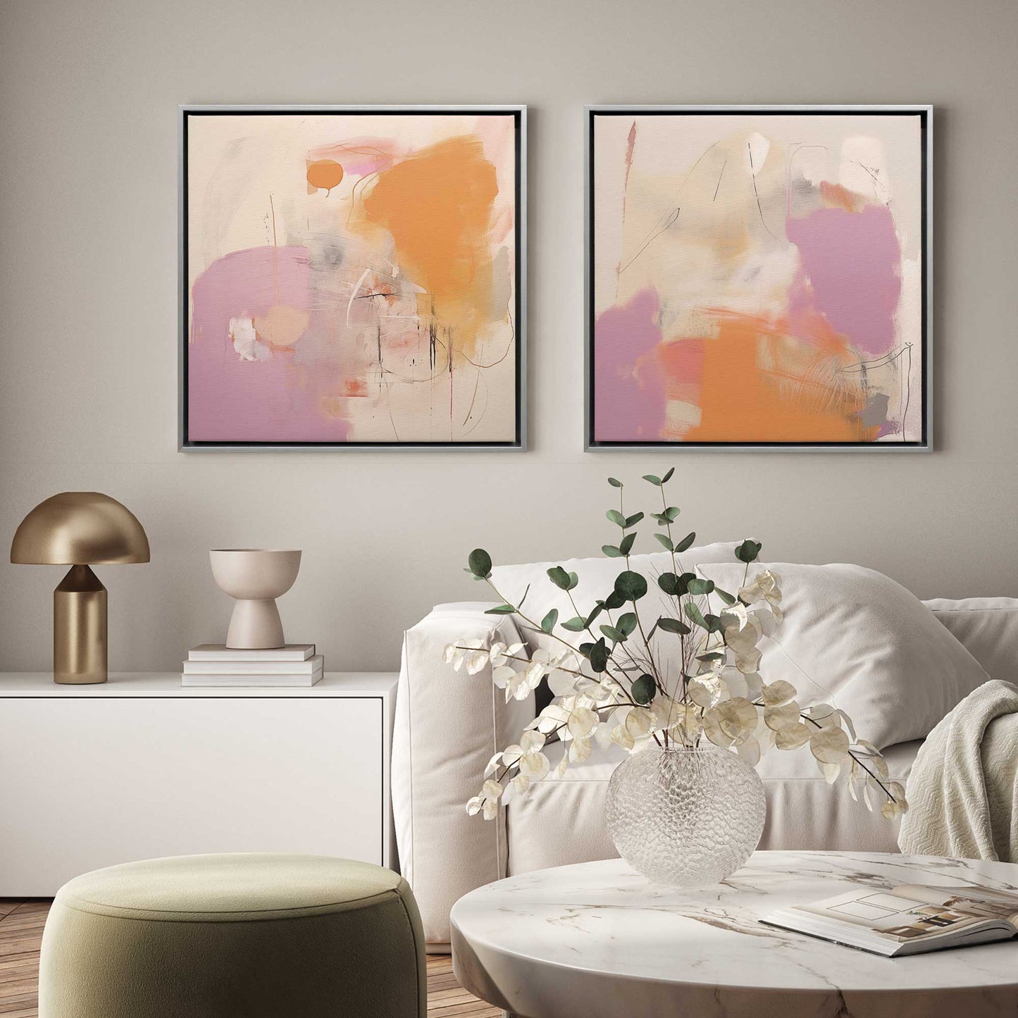 Cotton Candy Delight Set of 2 Print on Canvas