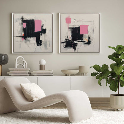 Graphite Pink Fusion Set of 2 Print on Canvas