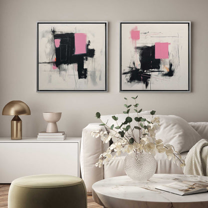 Graphite Pink Fusion Set of 2 Print on Canvas