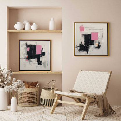 Graphite Pink Fusion Set of 2 Print on Canvas