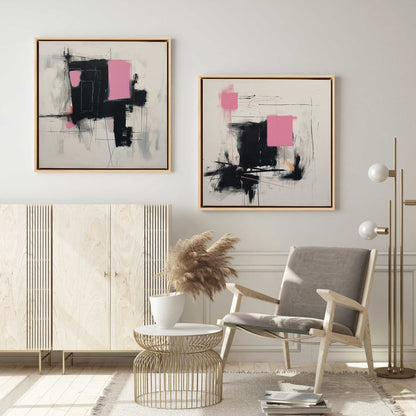 Graphite Pink Fusion Set of 2 Print on Canvas