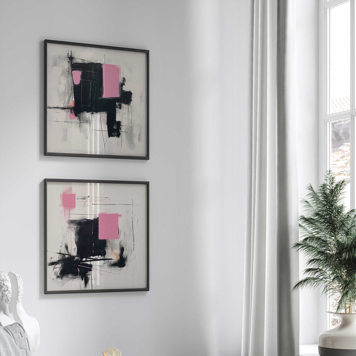 Graphite Pink Fusion Set of 2 Print on Archival Matte Paper