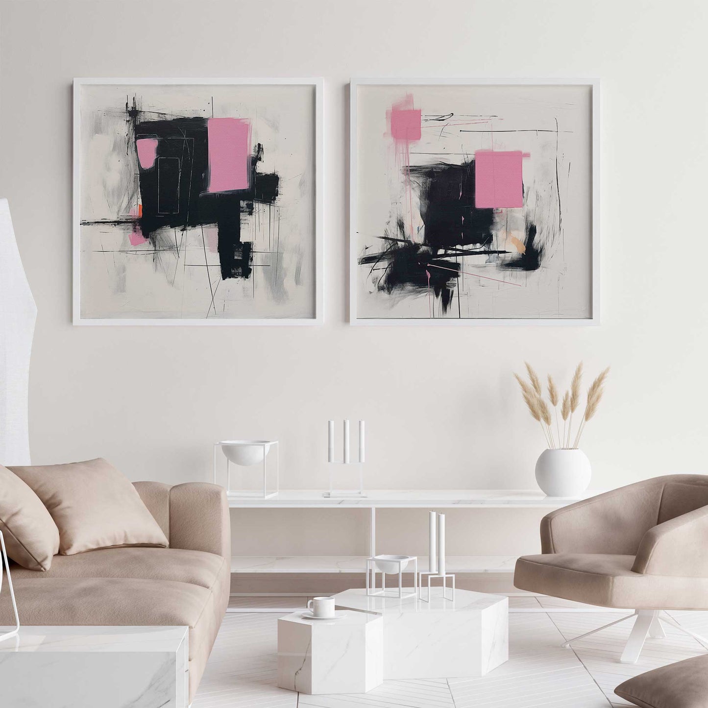 Graphite Pink Fusion Set of 2 Print on Archival Matte Paper