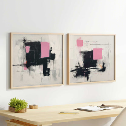 Graphite Pink Fusion Set of 2 Print on Archival Matte Paper