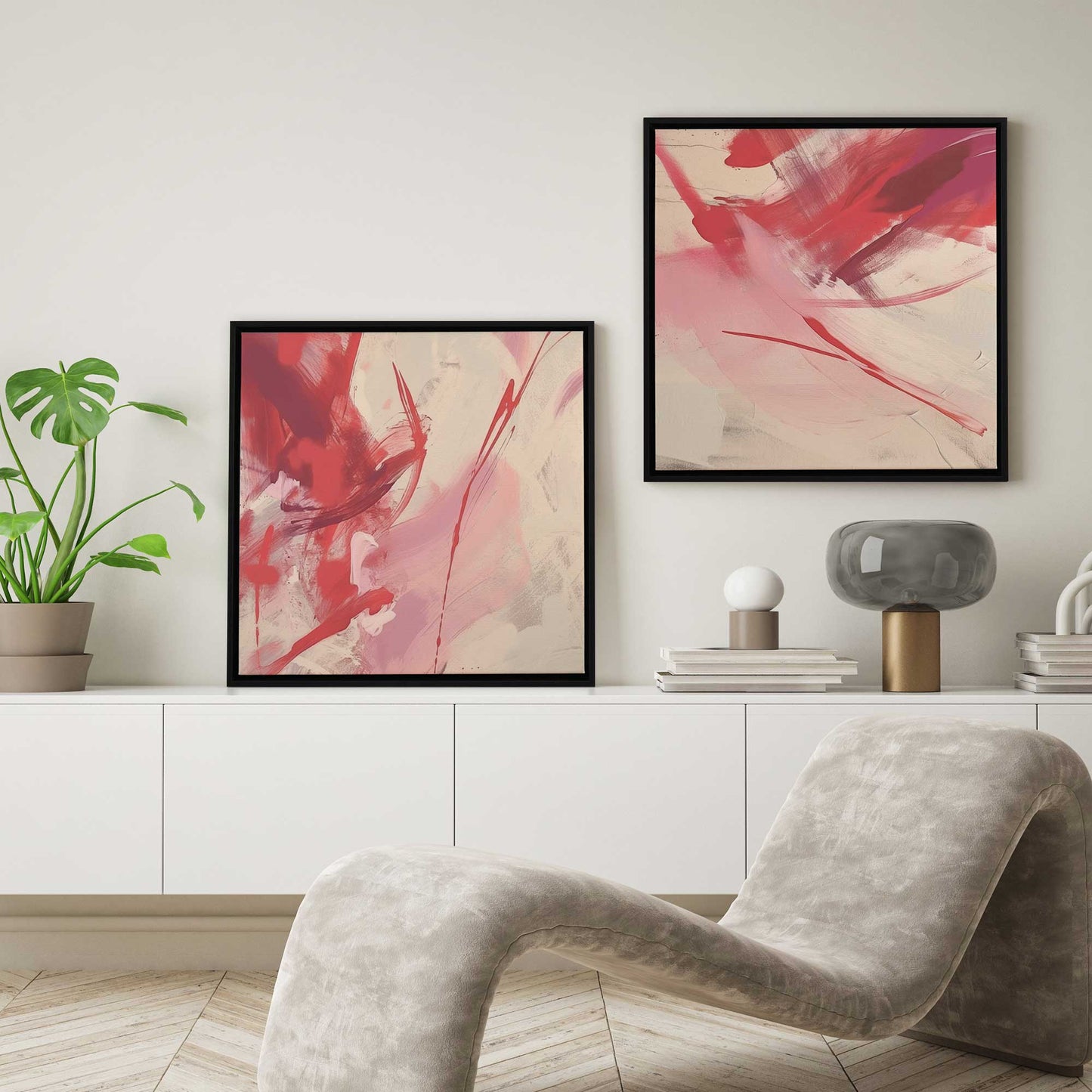 Rosy Rhapsody Set of 2 Print on Canvas