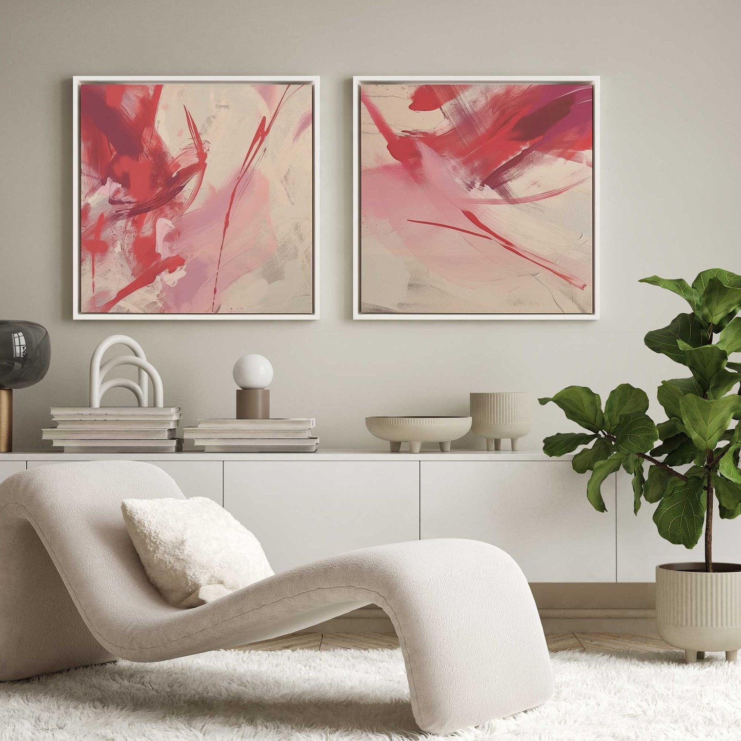 Rosy Rhapsody Set of 2 Print on Canvas