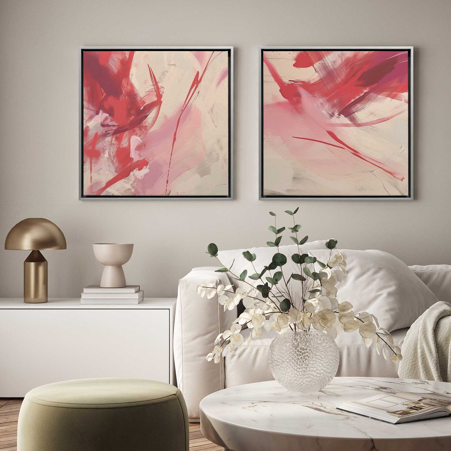 Rosy Rhapsody Set of 2 Print on Canvas