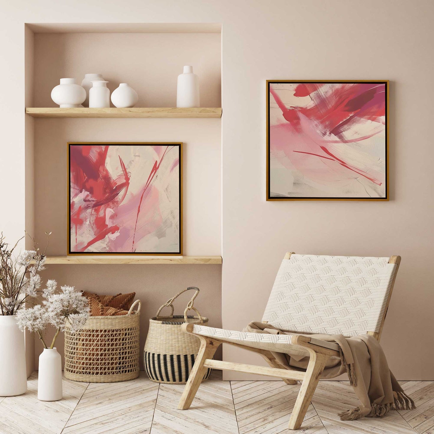 Rosy Rhapsody Set of 2 Print on Canvas