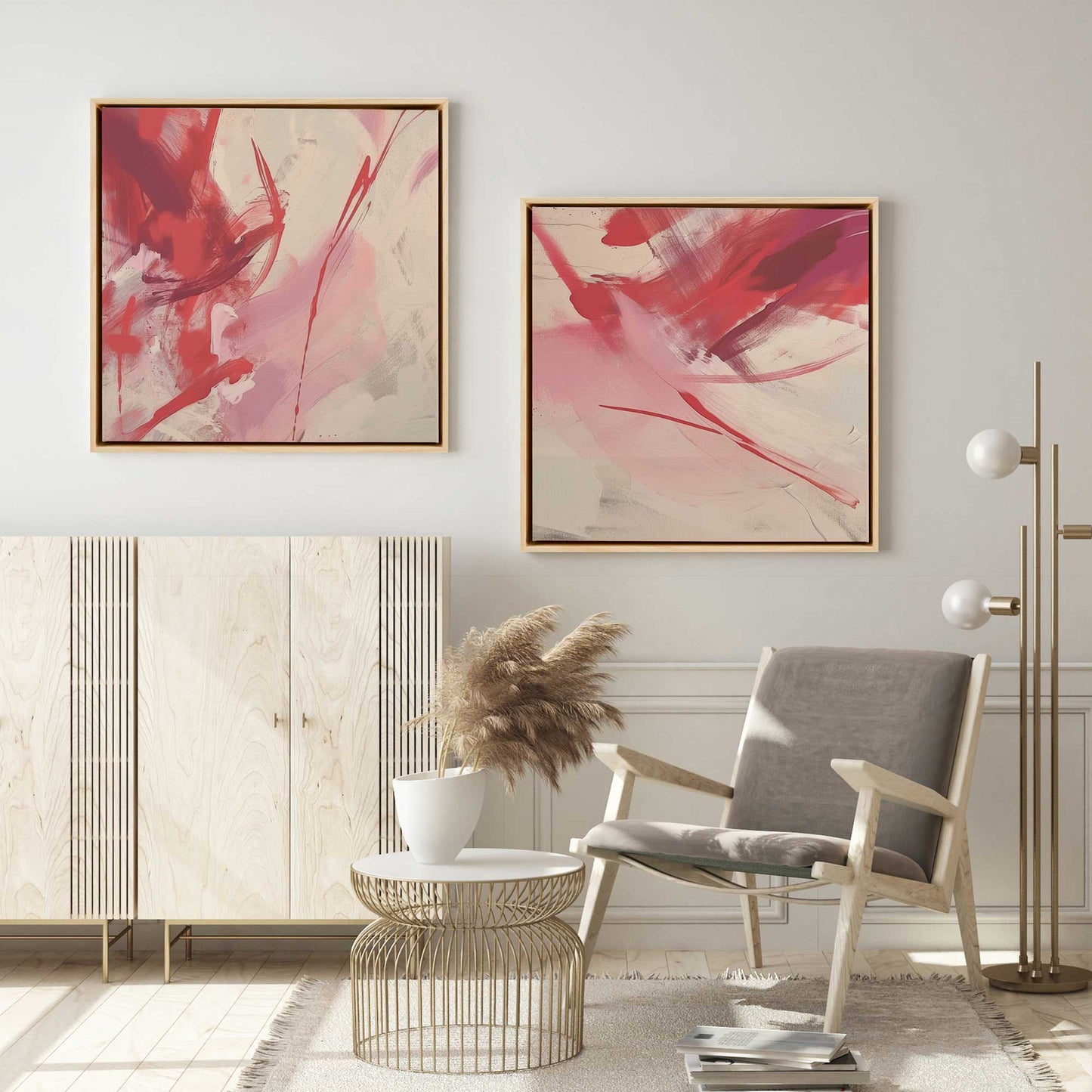 Rosy Rhapsody Set of 2 Print on Canvas