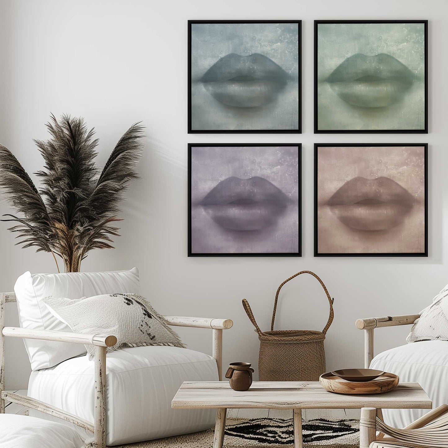 Whispered Kiss Quadrant Set of 4 Print on Canvas
