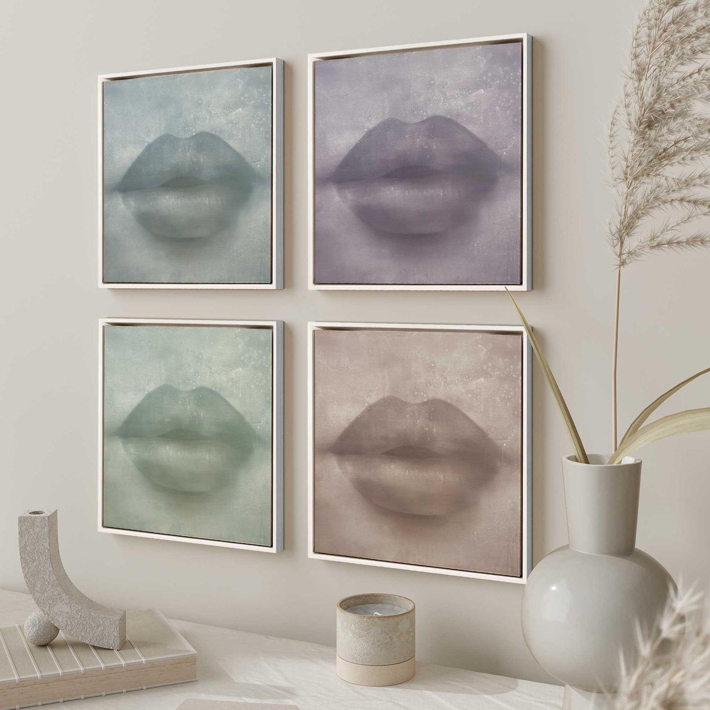 Whispered Kiss Quadrant Set of 4 Print on Canvas