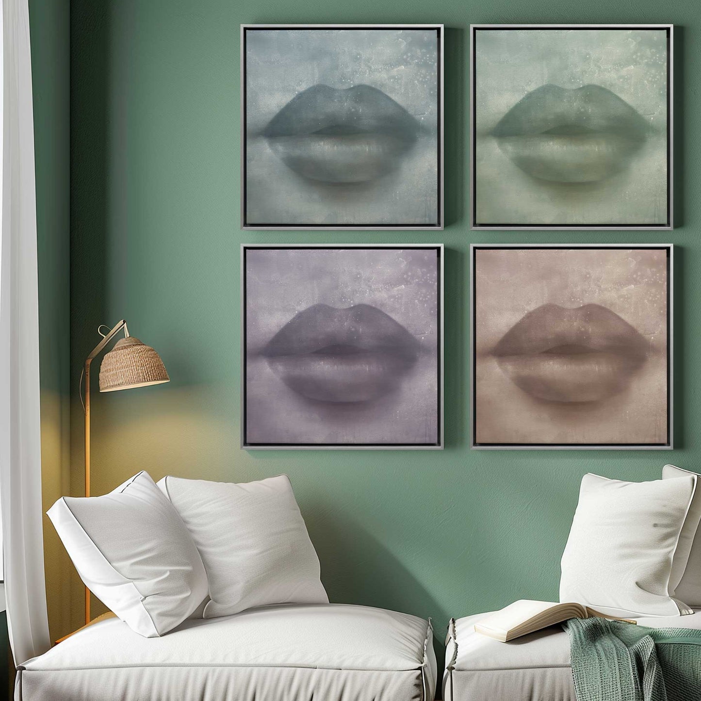 Whispered Kiss Quadrant Set of 4 Print on Canvas