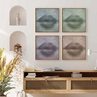 Whispered Kiss Quadrant Set of 4 Print on Canvas