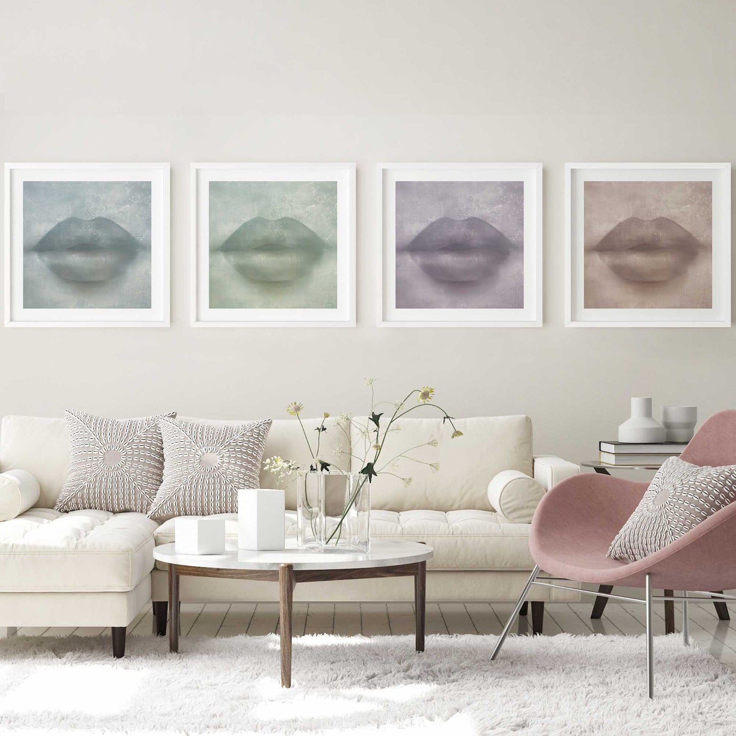 Whispered Kiss Quadrant Set of 4 Print on Archival Matte Paper