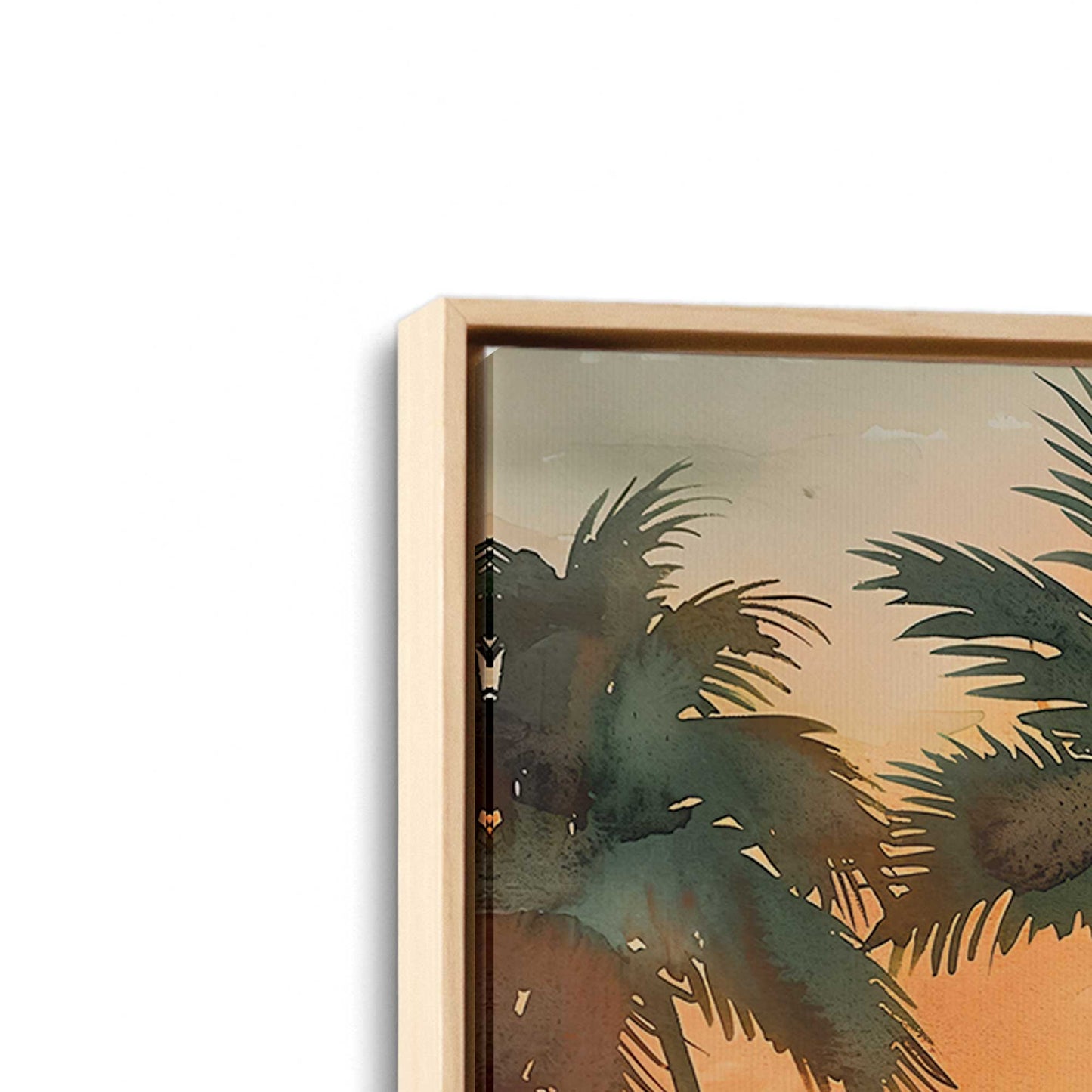 [Color:American Maple], Picture of art in a American Maple frame at an angle