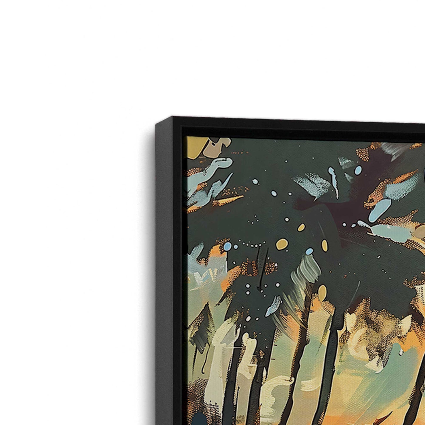 [Color:Satin Black], Picture of art in a Satin Black frame at an angle