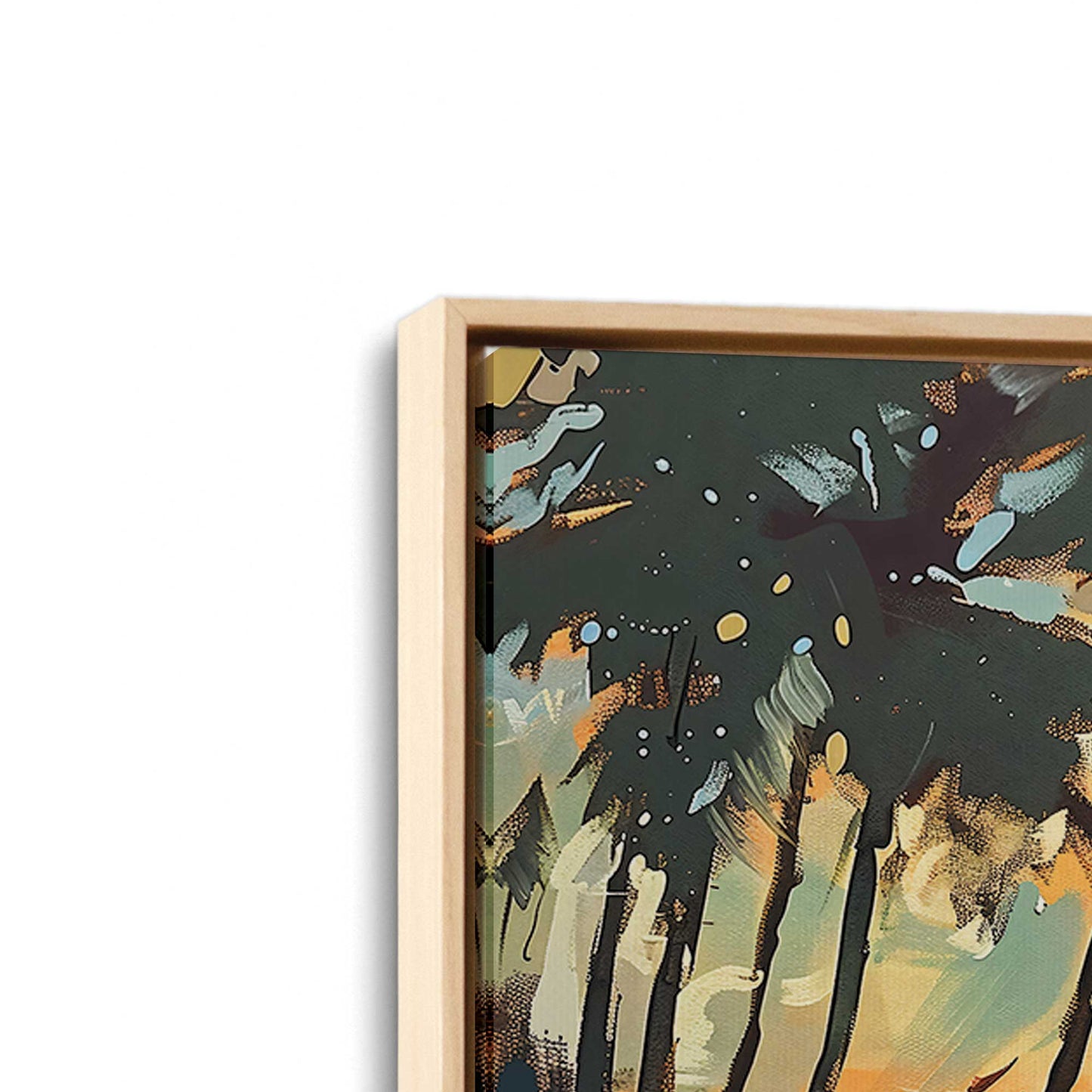 [Color:American Maple], Picture of art in a American Maple frame at an angle