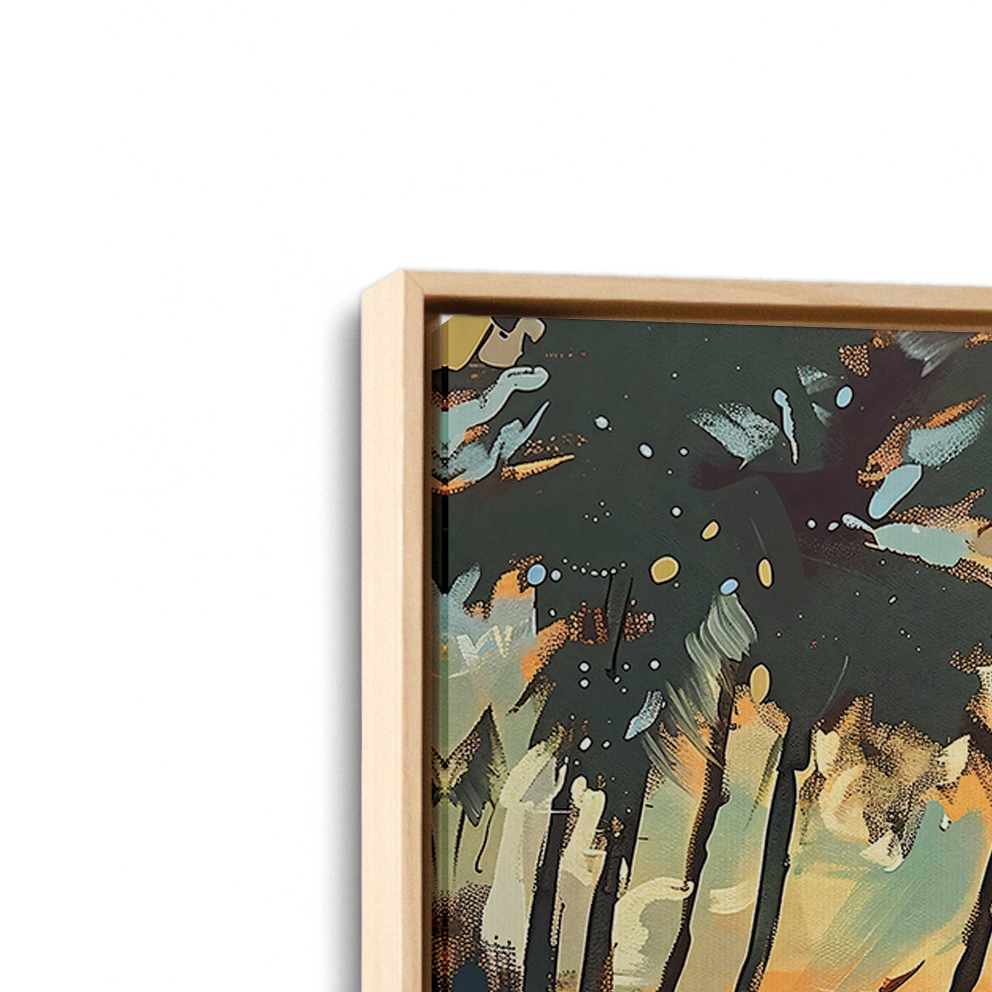 [Color:American Maple], Picture of art in a American Maple frame at an angle