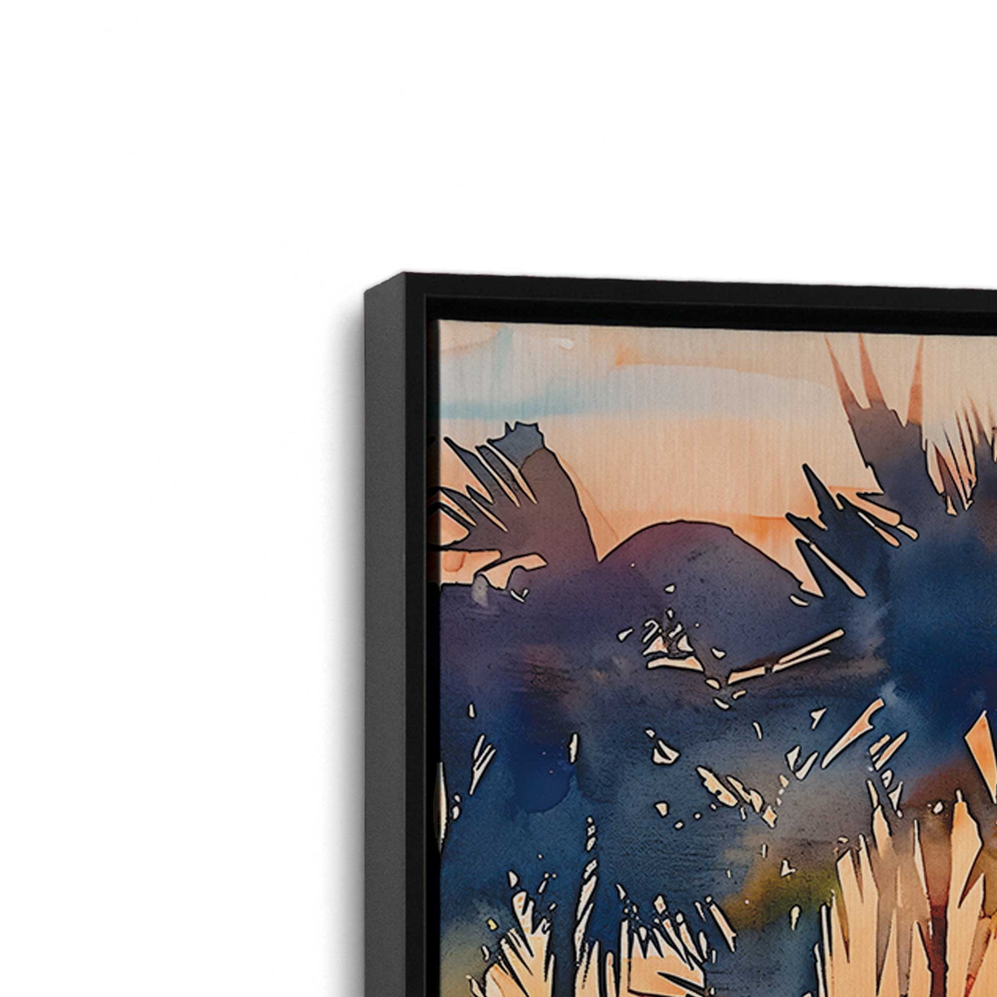 [Color:Satin Black], Picture of art in a Satin Black frame at an angle