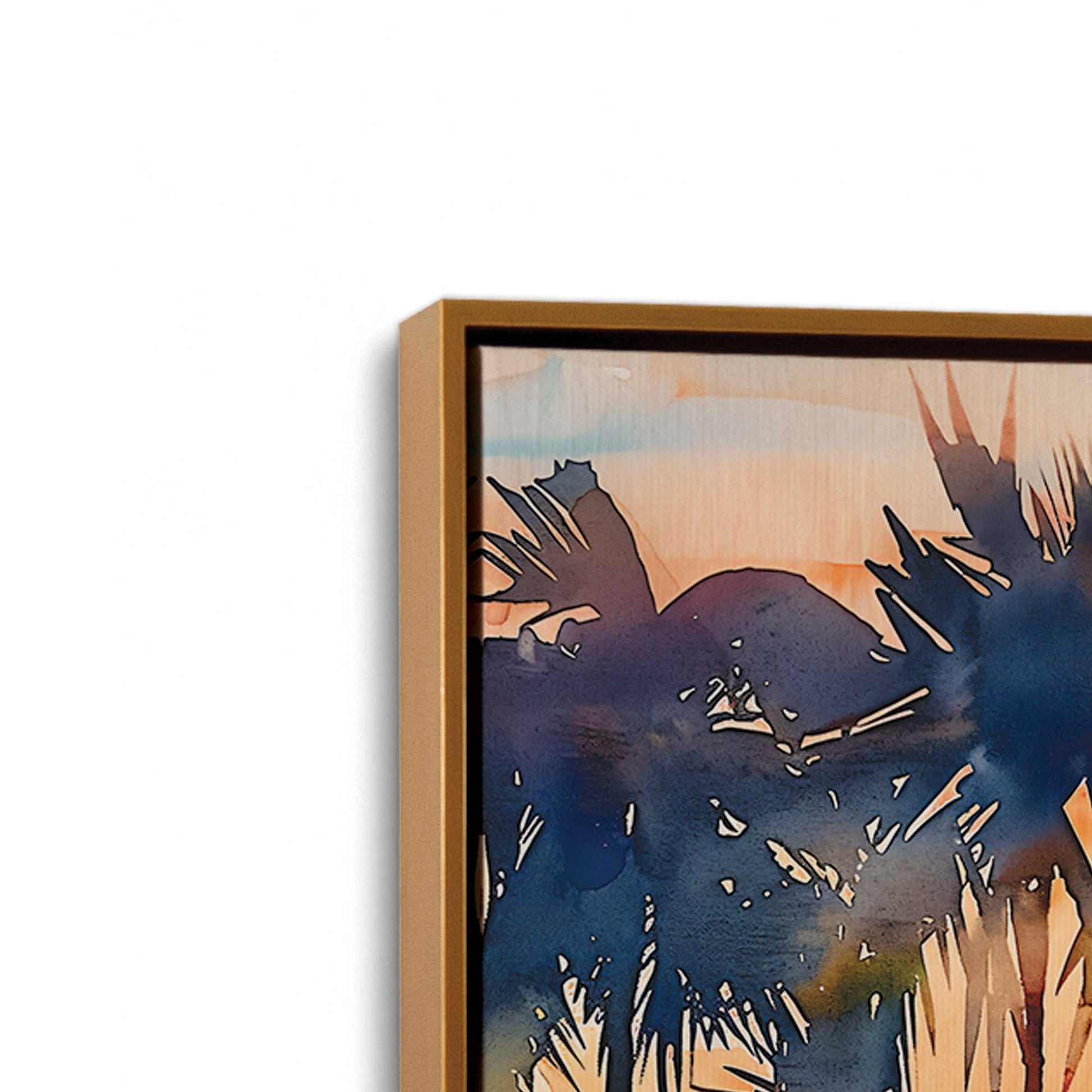 [Color:Polished Gold], Picture of art in a Polished Gold frame at an angle