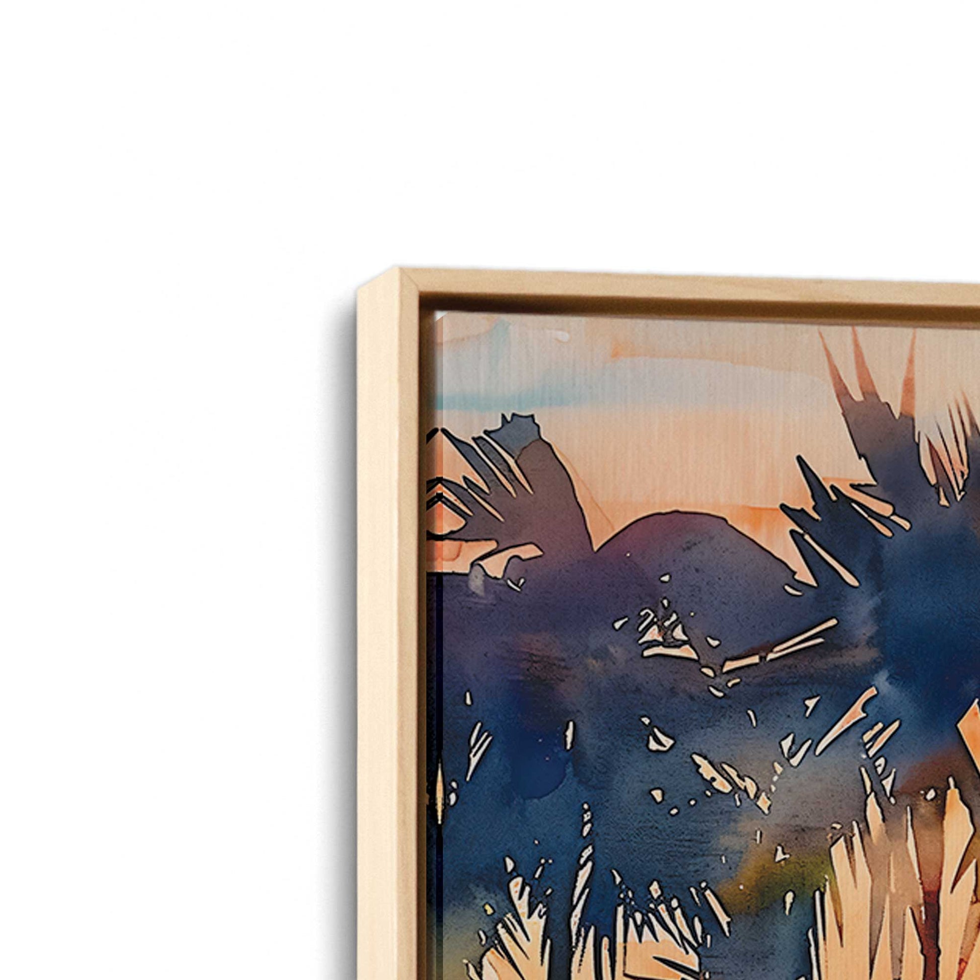 [Color:American Maple], Picture of art in a American Maple frame at an angle