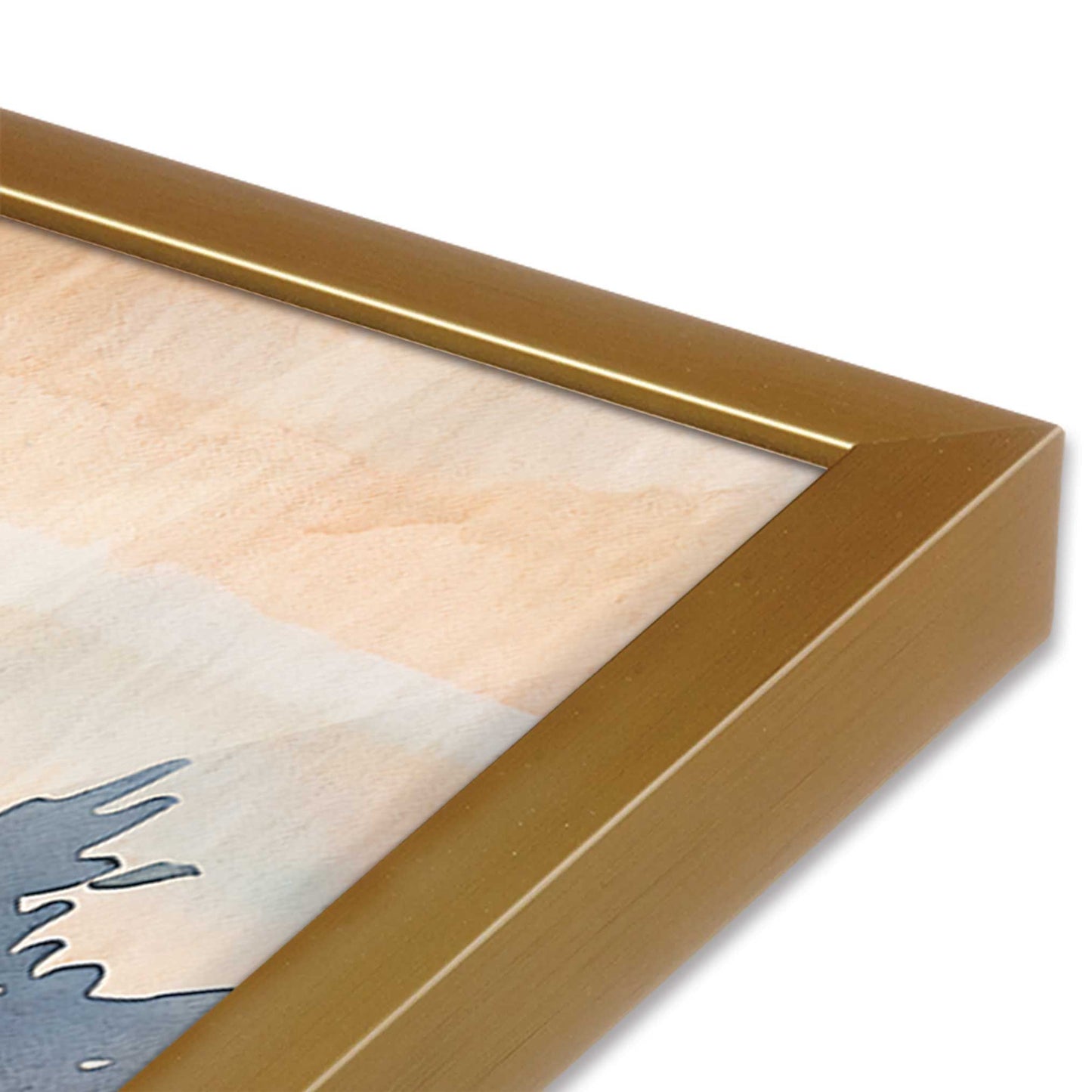 [Color:Polished Gold], Picture of art in a Polished Gold frame at an angle