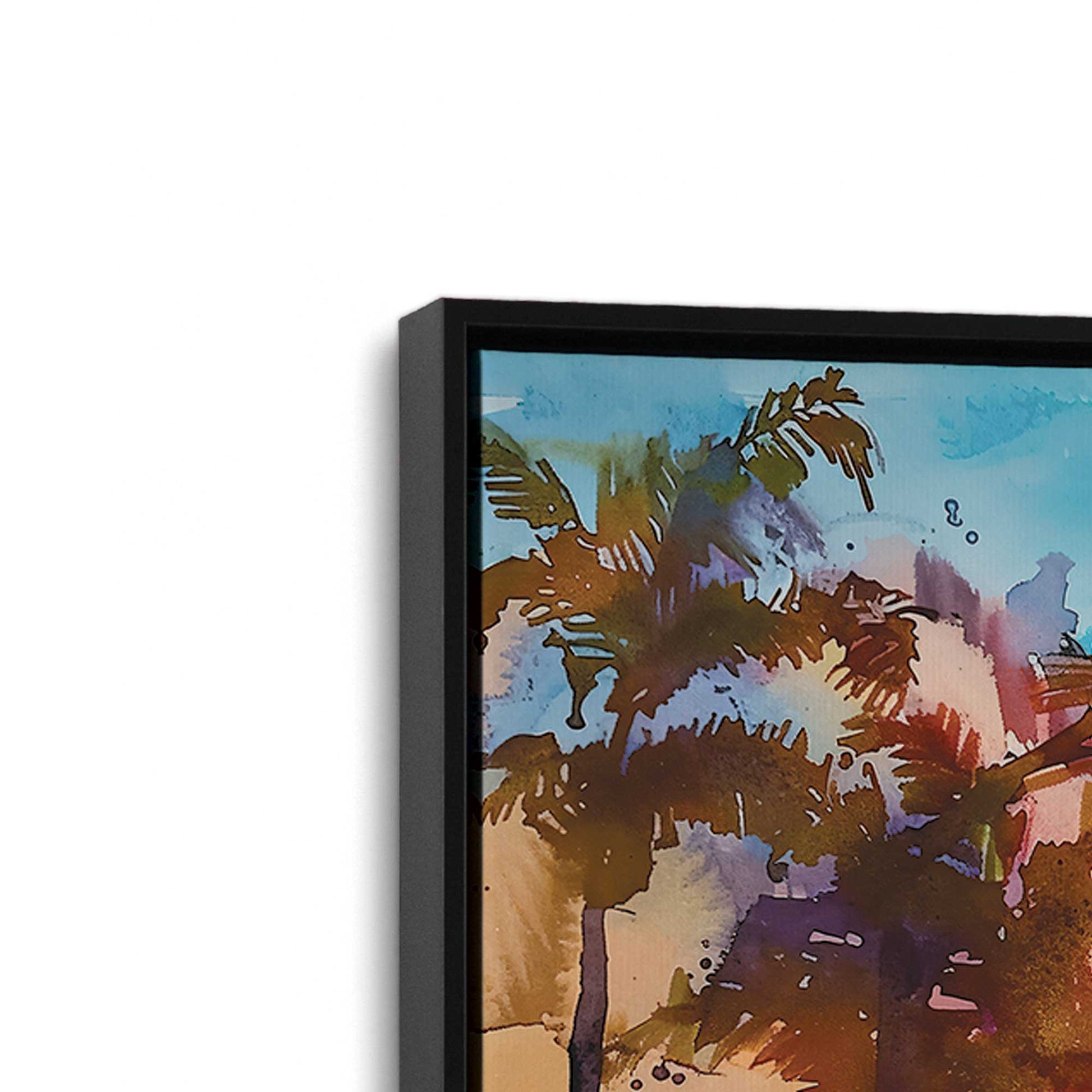 [Color:Satin Black], Picture of art in a Satin Black frame at an angle