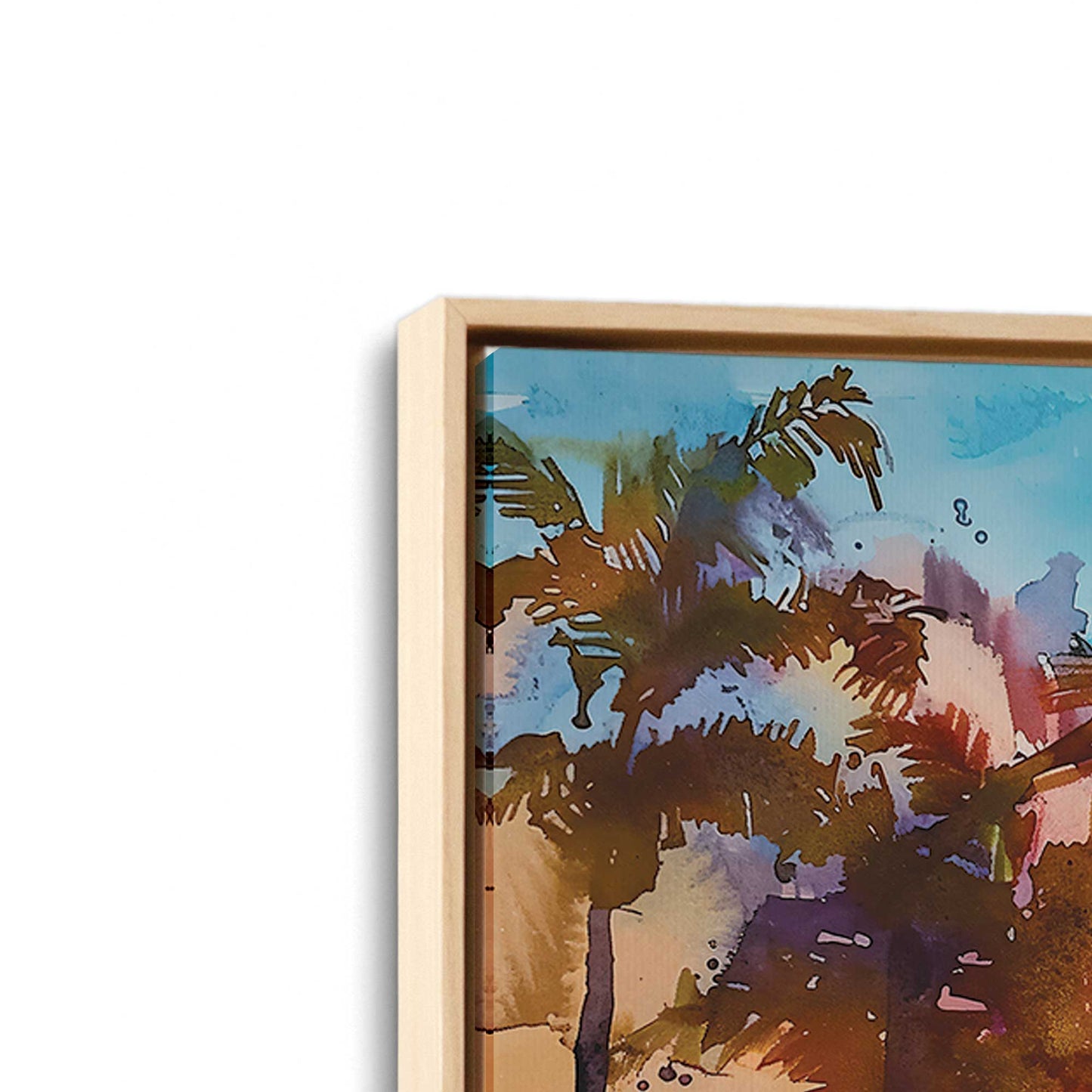 [Color:American Maple], Picture of art in a American Maple frame at an angle
