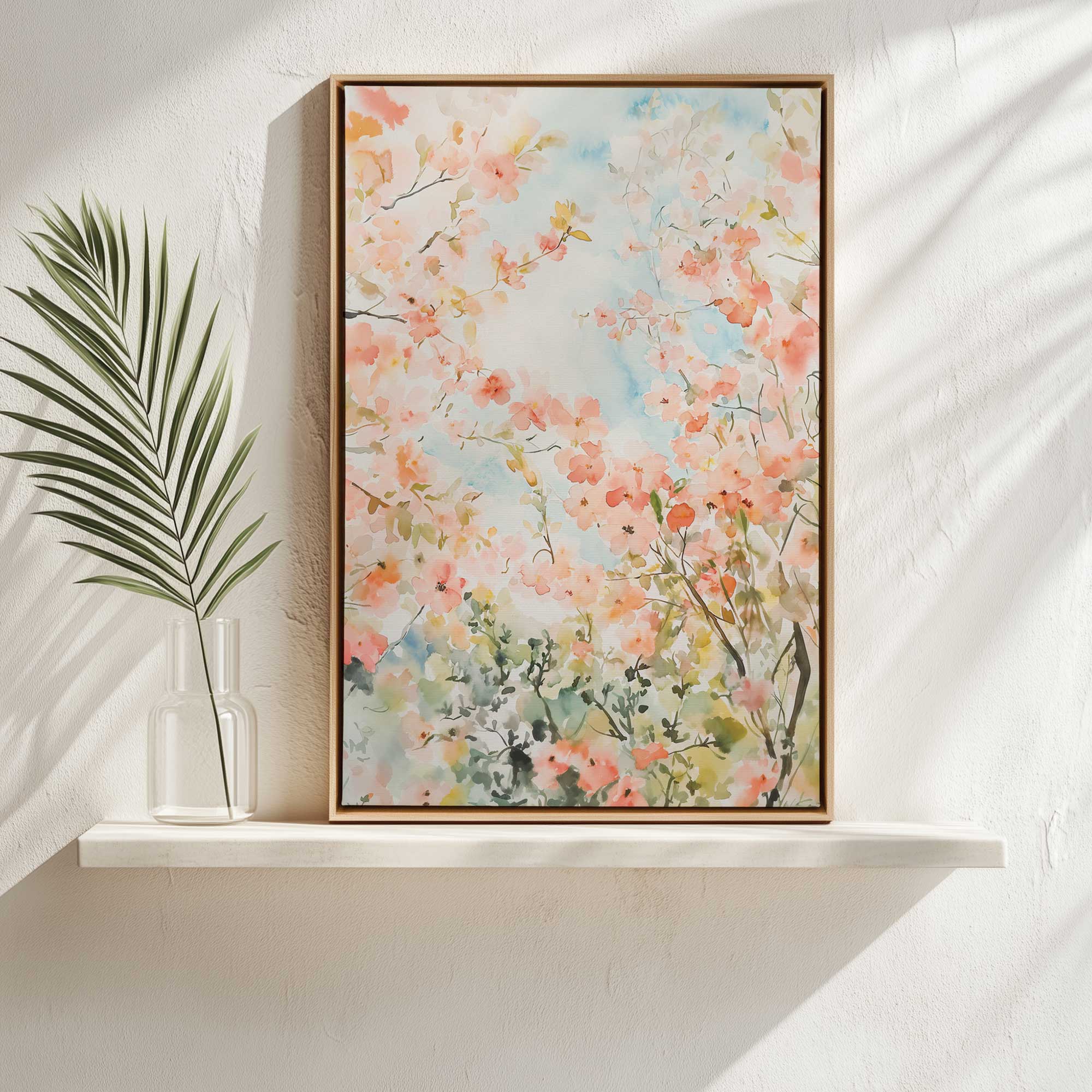 blossoms in spring light III canvas watercolor print of delicate florals