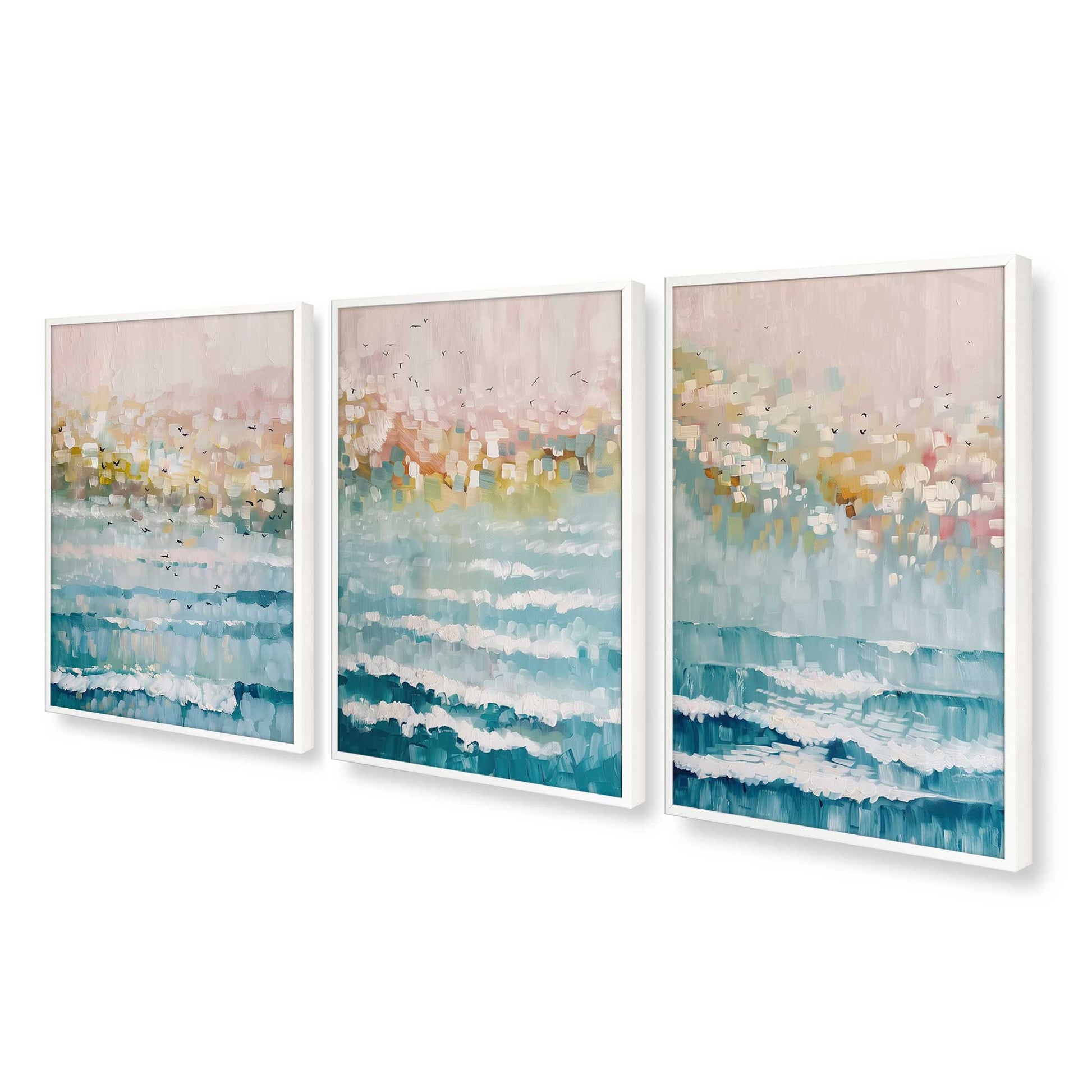 [Color:Opaque White], Picture of art in an Opaque White frame at an angle