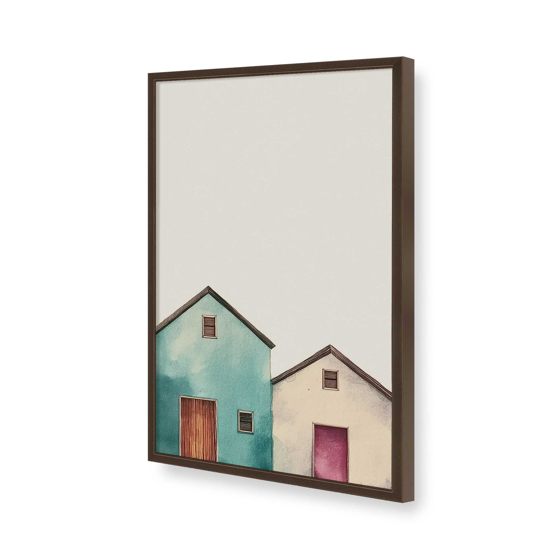 [Color:Brown], Picture of art in a Brown frame of the corner