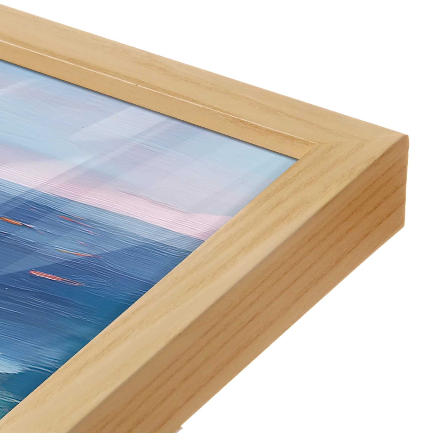 [Color:American Maple], Picture of art in a American Maple frame at an angle