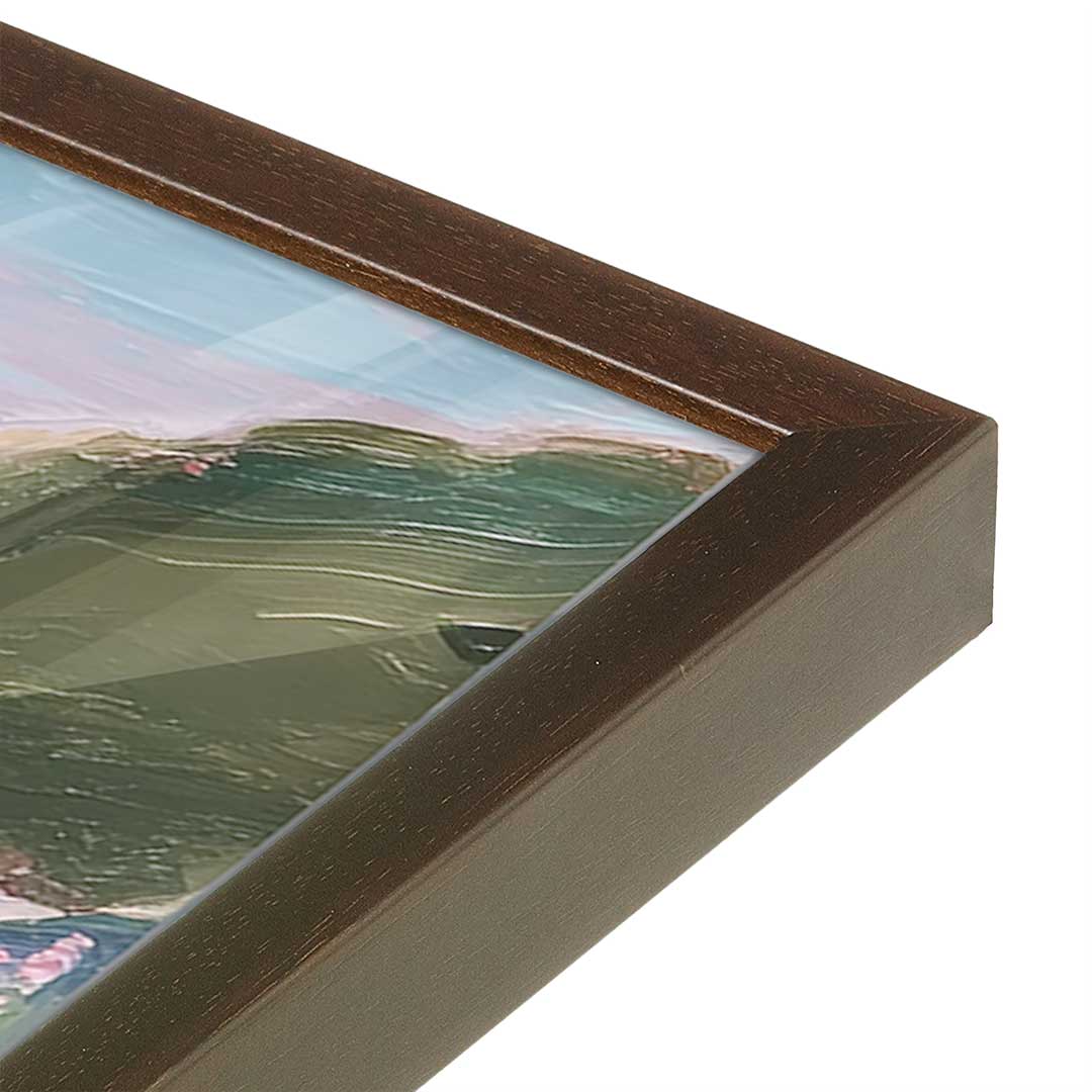 [Color:Brown], Picture of art in a Brown frame at an angle