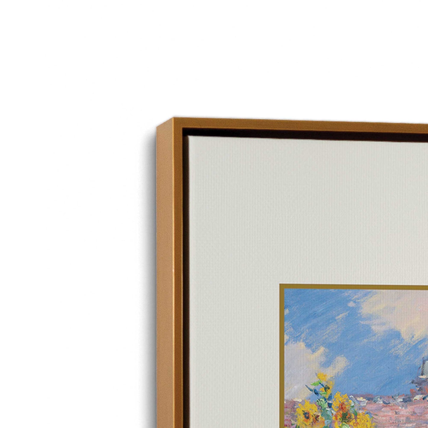 [Color:Polished Gold], Picture of art in a Polished Gold frame at an angle