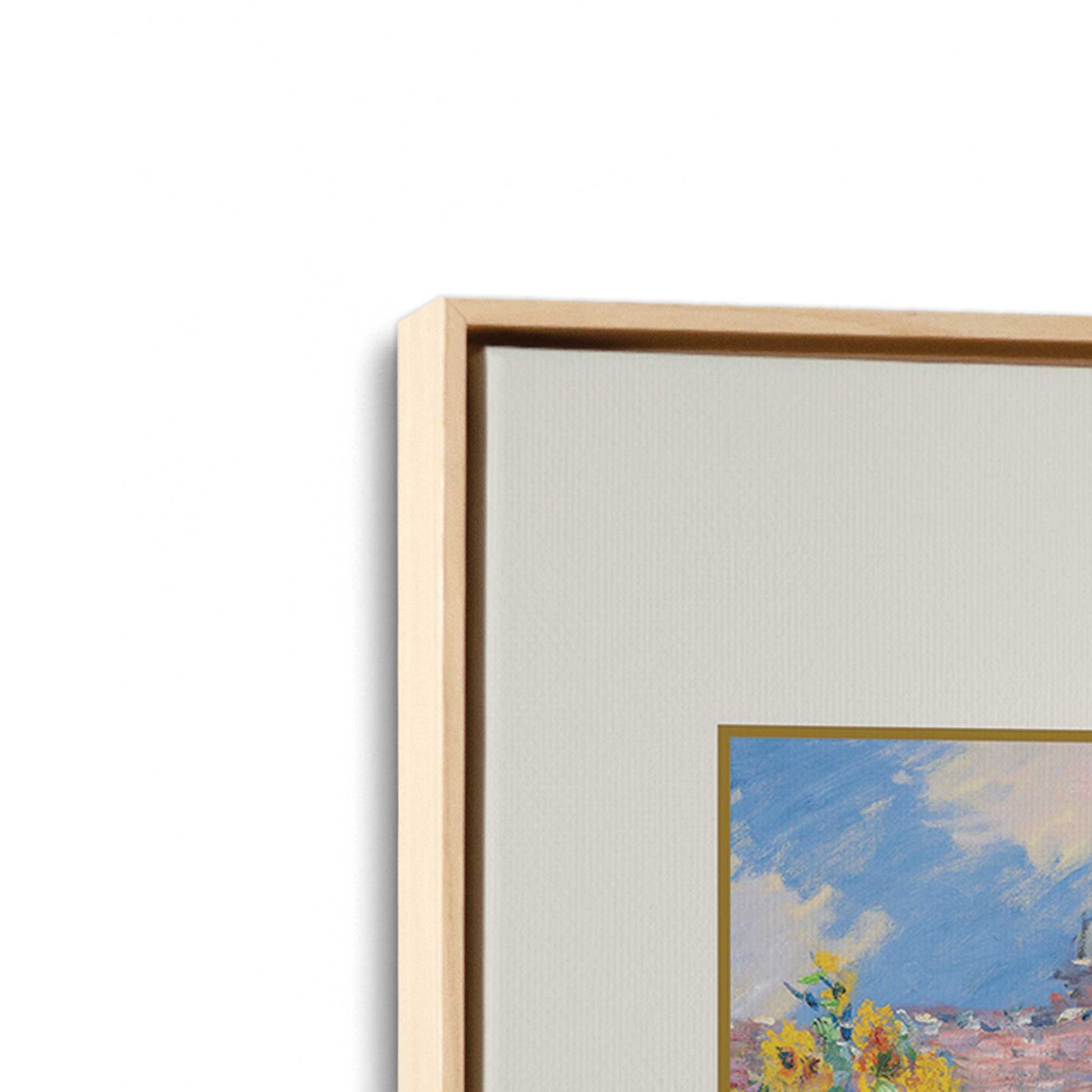 [Color:American Maple], Picture of art in a American Maple frame at an angle