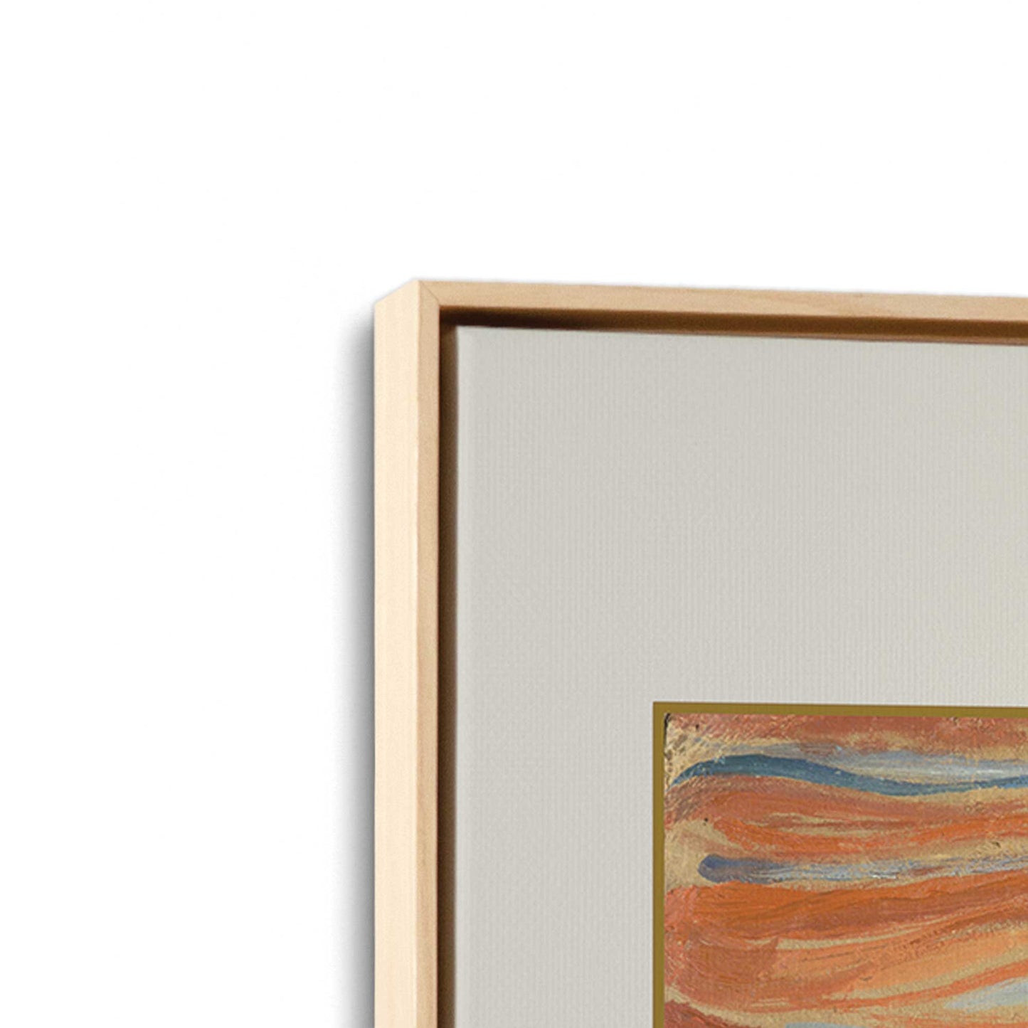 [Color:American Maple], Picture of art in a American Maple frame at an angle