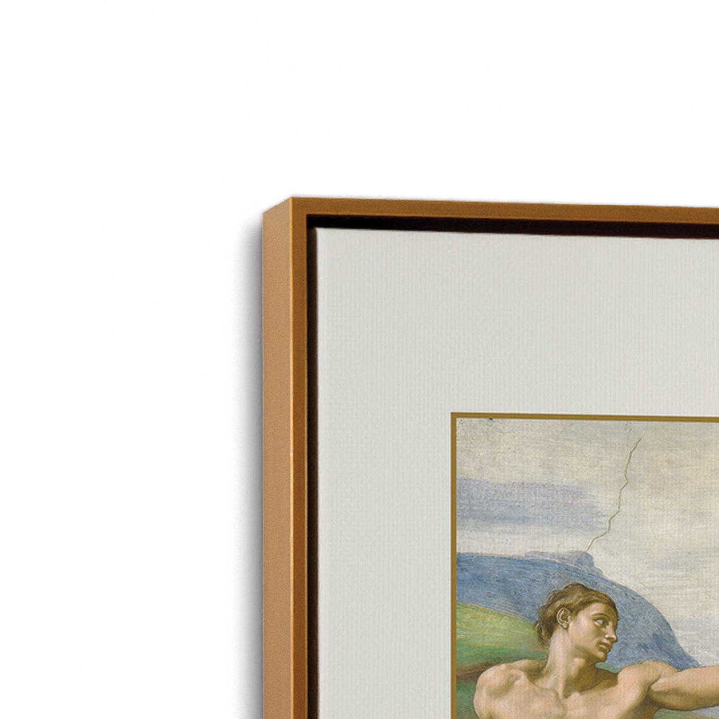 [Color:Polished Gold], Picture of art in a Polished Gold frame at an angle