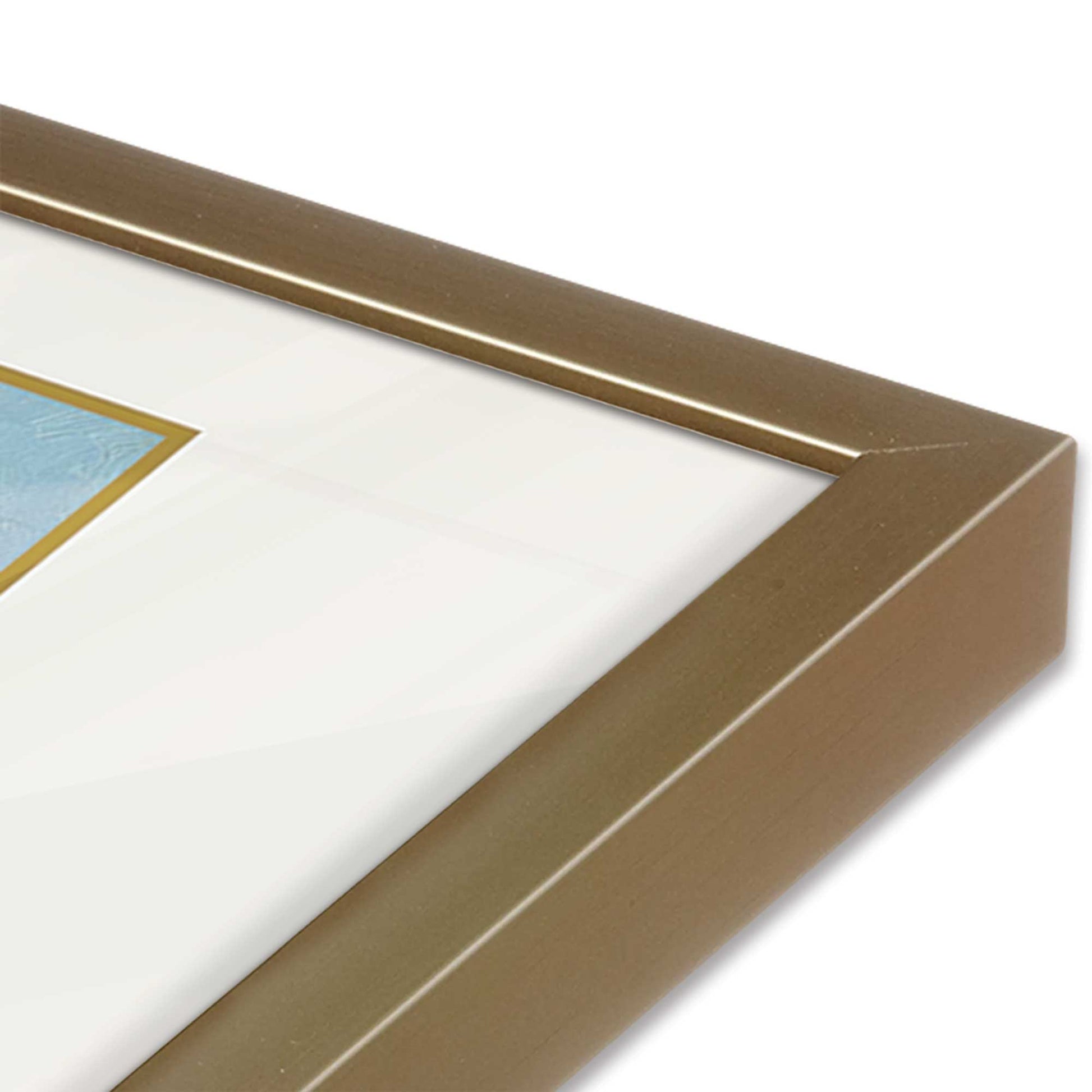 [Color:Brushed Gold], Picture of art in a Brushed Gold frame at an angle