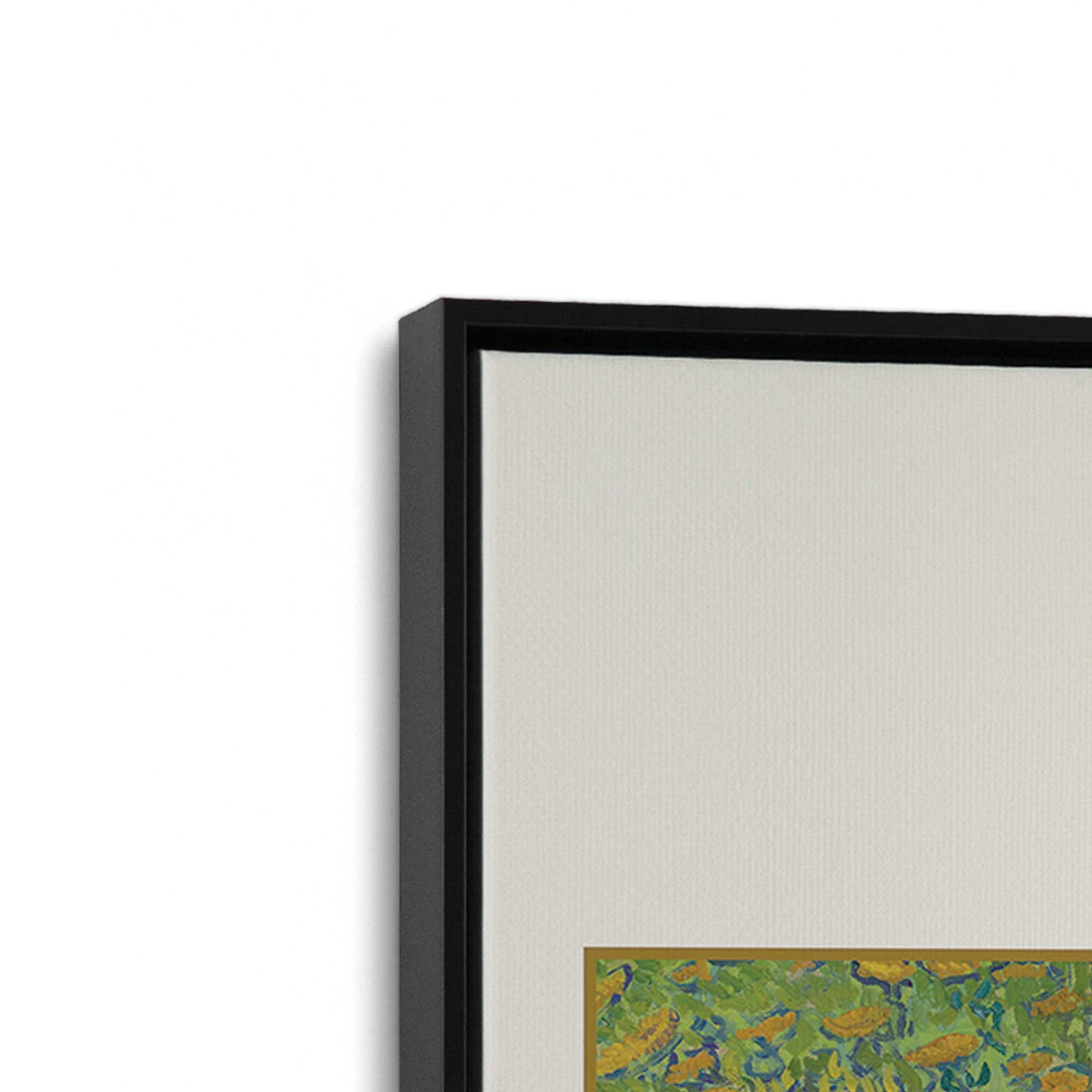 [Color:Satin Black], Picture of art in a Satin Black frame at an angle