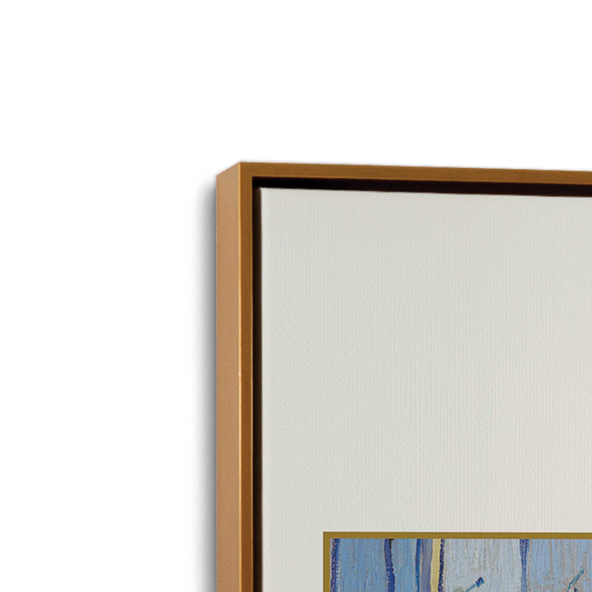 [Color:Polished Gold], Picture of art in a Polished Gold frame at an angle