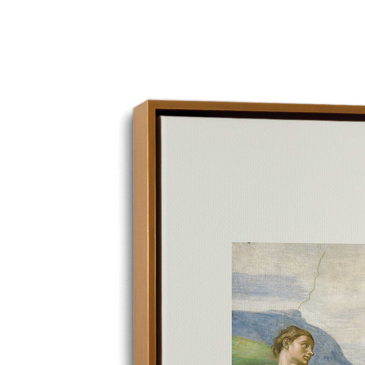 [Color:Polished Gold], Picture of art in a Polished Gold frame at an angle