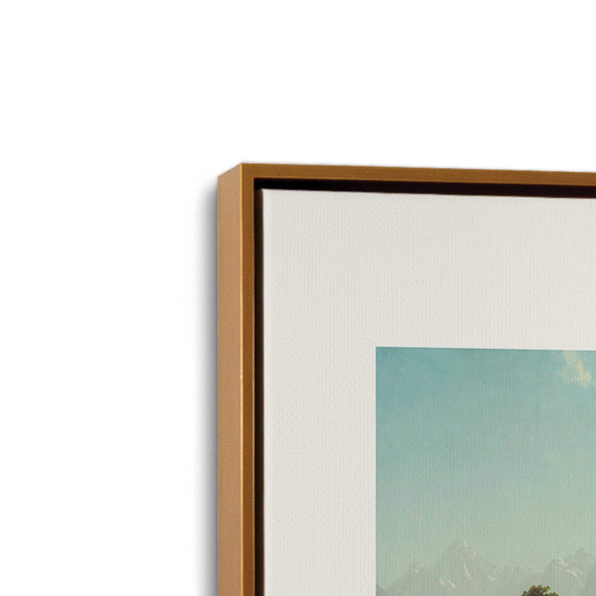 [Color:Polished Gold], Picture of art in a Polished Gold frame at an angle