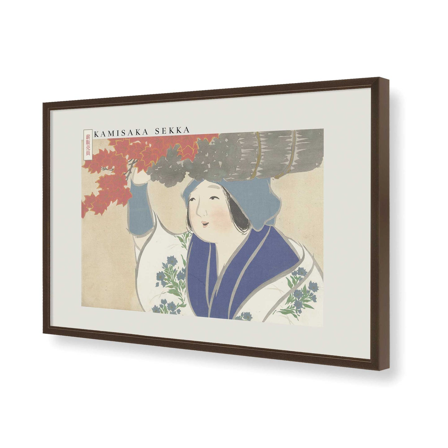 [Color:Brown], Picture of art in a Brown frame of the corner