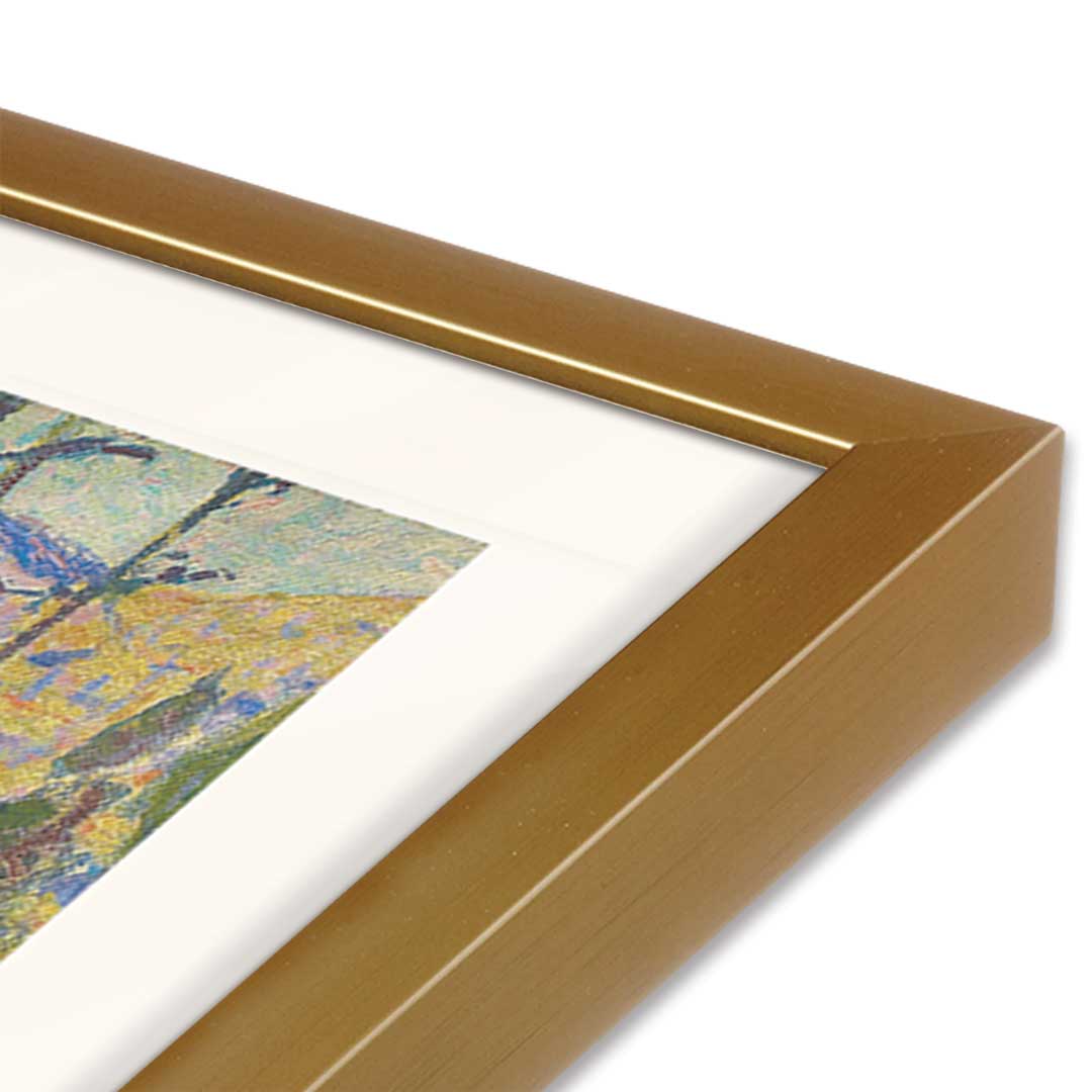 [Color:Polished Gold], Picture of art in a Polished Gold frame at an angle