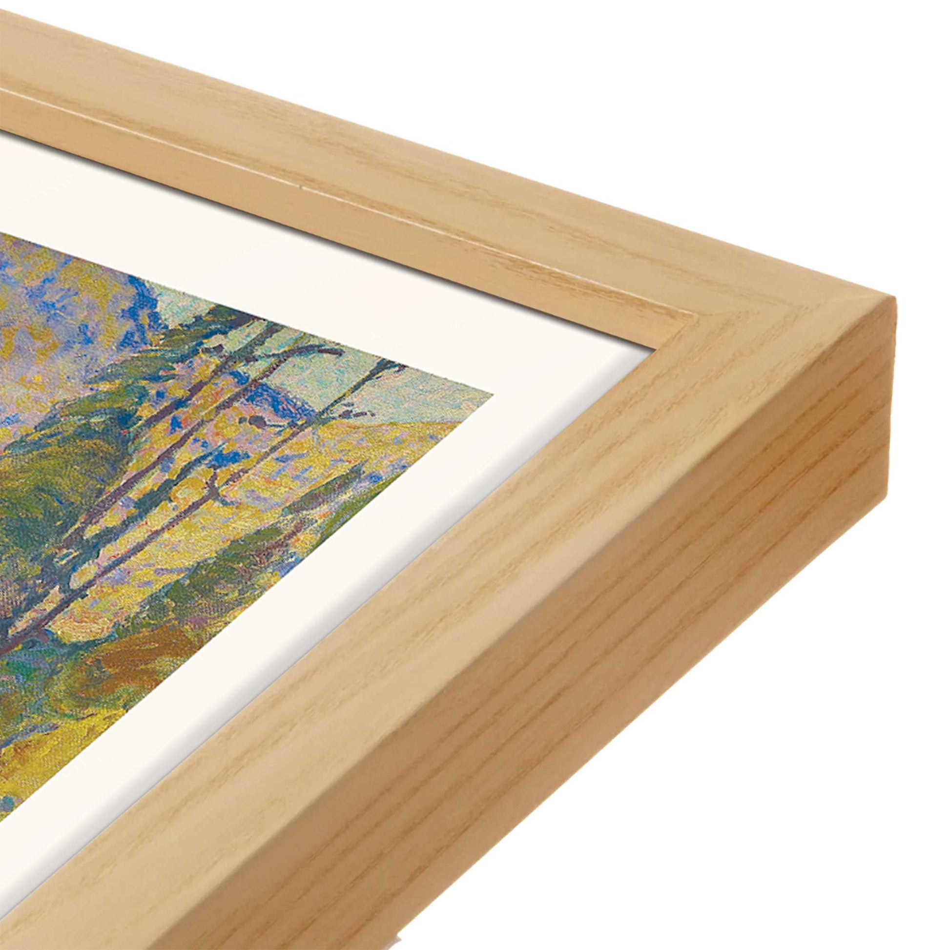[Color:American Maple], Picture of art in a American Maple frame at an angle