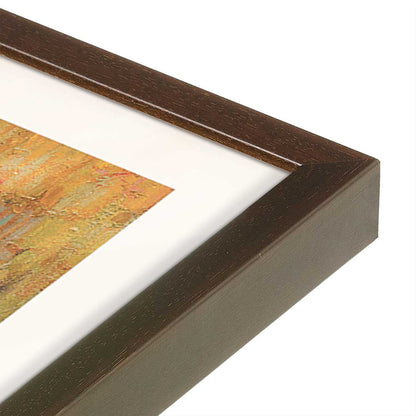 [Color:Brown], Picture of art in a Brown frame at an angle