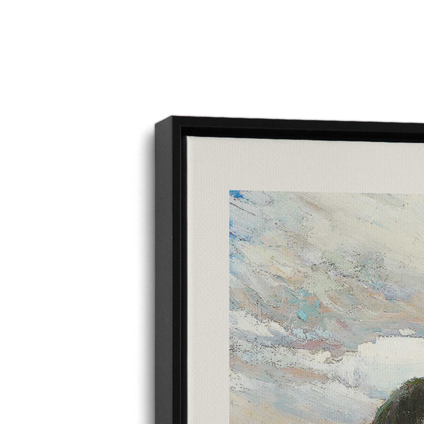 [Color:Satin Black], Picture of art in a Satin Black frame at an angle