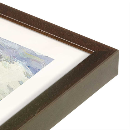 [Color:Brown], Picture of art in a Brown frame at an angle