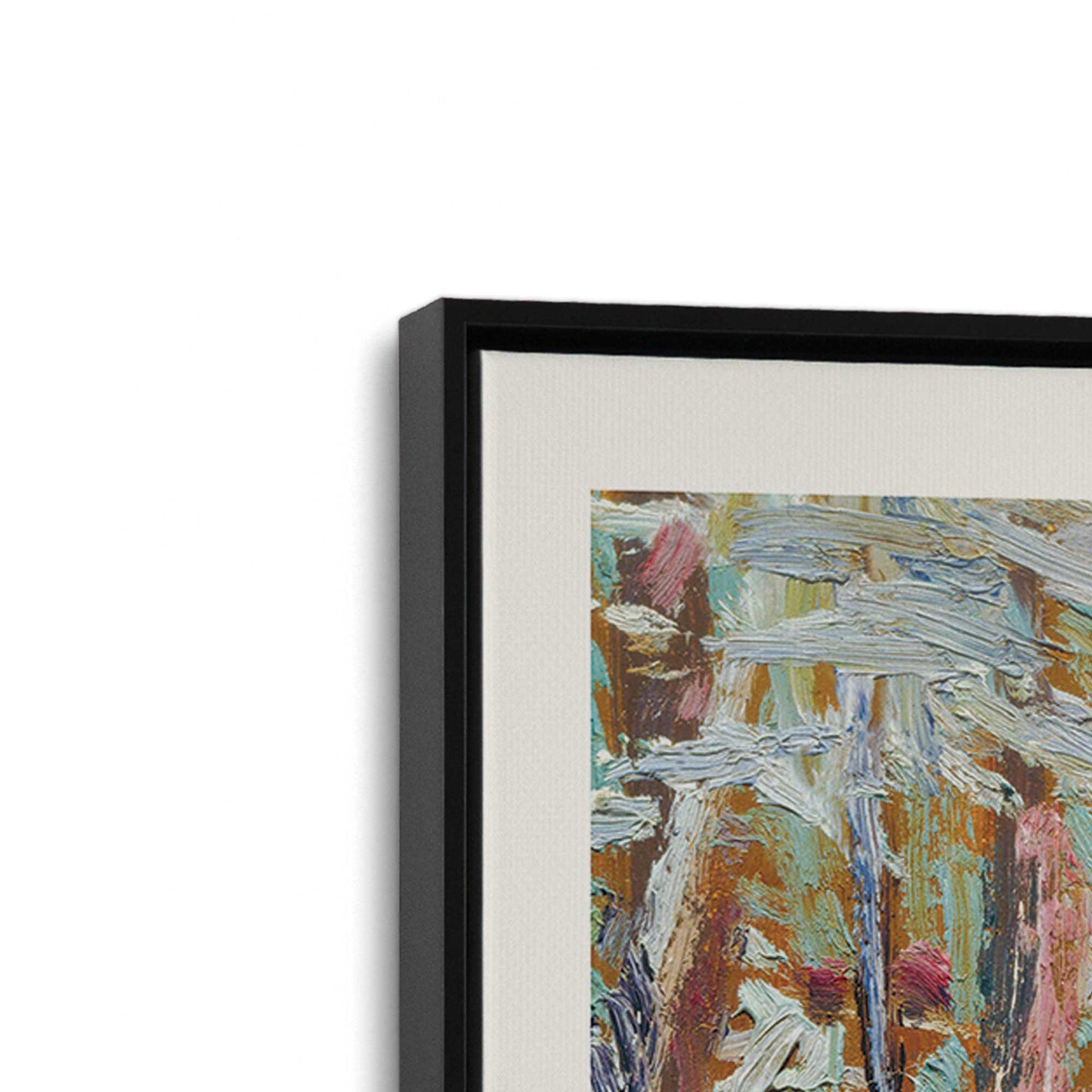 [Color:Satin Black], Picture of art in a Satin Black frame at an angle